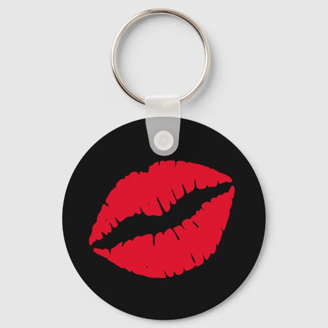 Black and Girly Red Lips Key Ring (Front)