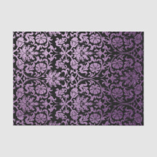 Black and Glitter Purple Floral Damask Tissue Paper