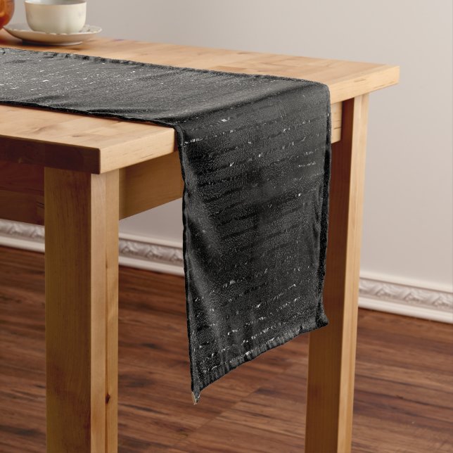 Black and glitter stripes pattern short table runner (In Situ)