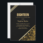 Black and Gold 18th Birthday Dinner Party Invitation<br><div class="desc">A modern sophisticated black and gold 18th birthday dinner party invitation.</div>
