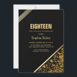 Black and Gold 18th Birthday Party Invitation<br><div class="desc">A modern sophisticated black and gold 18th birthday party invitation.</div>