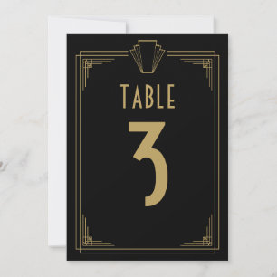 Black And Gold 1920s Art Deco Wedding Table Number