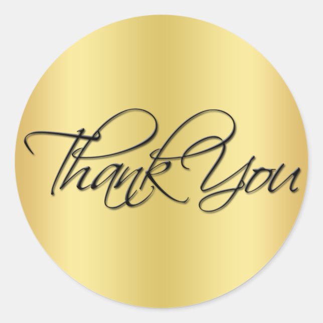 Black and Gold 1.5" Diameter Thank You Sticker (Front)