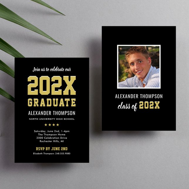 Black and Gold 2026 Graduate Party Invitation (Creator Uploaded)