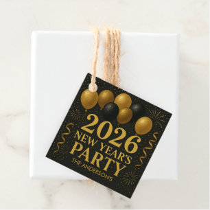 Black And Gold 2026 New Year Party Favour Tags