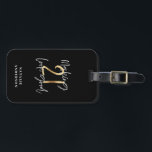 Black and gold 21st birthday modern script stylish luggage tag<br><div class="desc">Modern black and gold 21st birthday gift. Part of a elegant stylish collection</div>