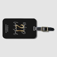 Black and gold 21st birthday modern script stylish