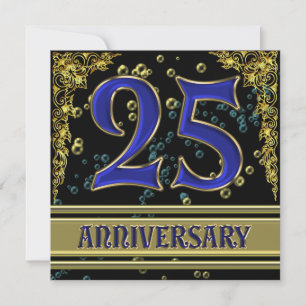 Black and Gold 25th Anniversary party Invitation