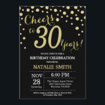 Black and Gold 30th Birthday Diamond Invitation<br><div class="desc">30th Birthday Invitation with Black and Gold Glitter Diamond Background. Gold Confetti. Adult Birthday. Male Men or Women Birthday. For further customisation,  please click the "Customise it" button and use our design tool to modify this template.</div>