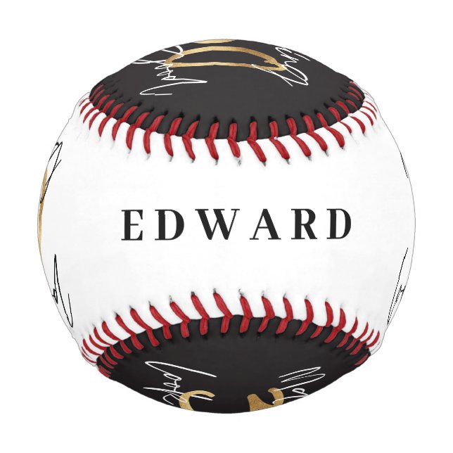 Black and gold 30th birthday modern chic baseball (Back)