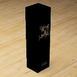 Black and gold 30th birthday modern script stylish wine box<br><div class="desc">Modern black and gold 30th birthday gift. Part of a elegant stylish collection.</div>