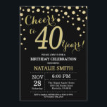 Black and Gold 40th Birthday Diamond Invitation<br><div class="desc">30th Birthday Invitation with Black and Gold Glitter Diamond Background. Gold Confetti. Adult Birthday. Male Men or Women Birthday. For further customisation,  please click the "Customise it" button and use our design tool to modify this template.</div>