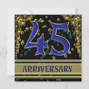 Black and Gold 45th Anniversary party Invitation