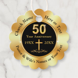 Black and Gold, 50 year Church Anniversary,  Favour Tags