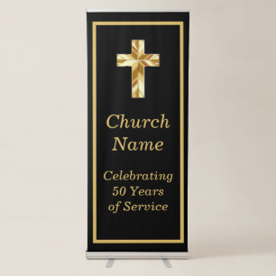 Black and Gold 50th Anniversary Church Retractable Banner