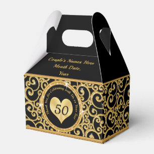 Black and Gold 50th Anniversary Favour Boxes