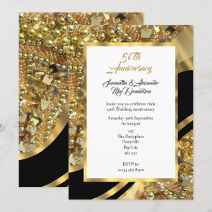 Black and gold 50th  anniversary invitation