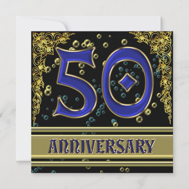 Black and Gold 50th Anniversary party Invitation (Front)