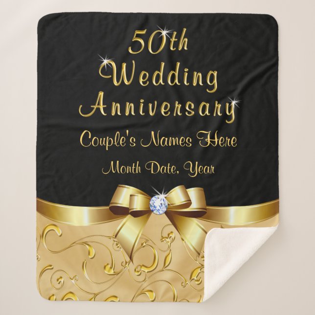Black and Gold 50th Anniversary Throw Blanket (Front)