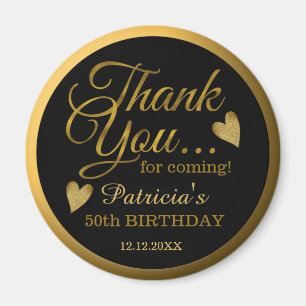  Black And Gold 50th Birthday Guest Thank You    Magnet