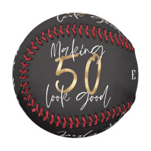 Black and gold 50th birthday modern chic baseball