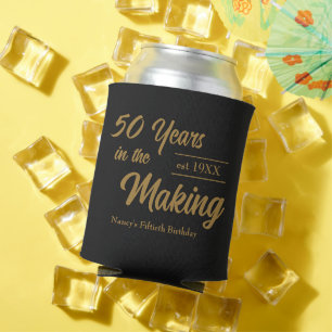 Black and Gold 50th Birthday Party Can Cooler