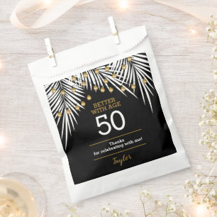 Black and Gold 50th Birthday Party Favour Bags