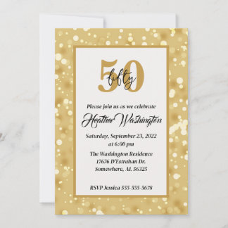 Black and Gold 50th Birthday Party Invitation