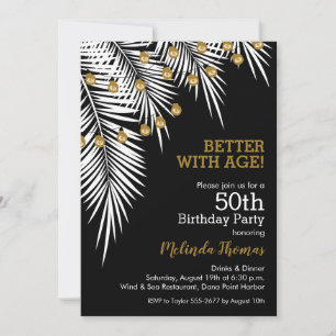 Black and Gold 50th Birthday Party Invitations