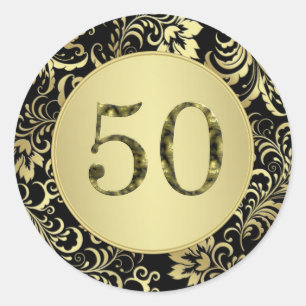 Black and gold 50th Birthday Party Sticker