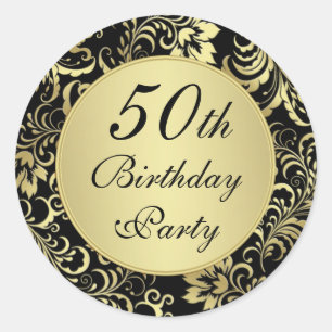 Black and gold 50th Birthday Party Sticker
