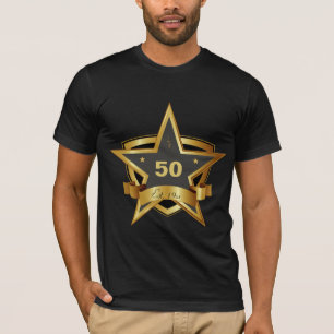 Black and Gold 50th Birthday Star T-Shirt