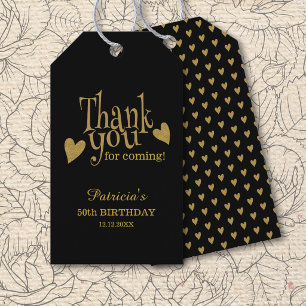 Black And Gold 50th Birthday Thank You Favour Gift Tags