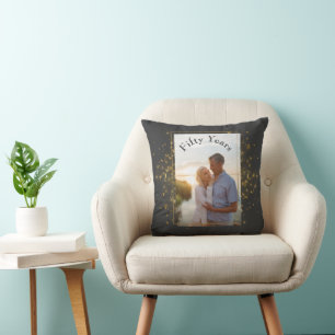 Black and Gold 50th Wedding Anniversary Cushion