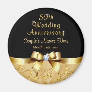 Black and Gold, 50th Wedding Anniversary Favours Magnet