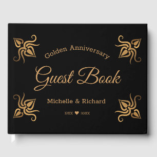Black And Gold 50th Wedding Anniversary Guest Book