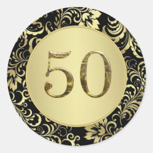Black and gold 50th Wedding Anniversary Sticker