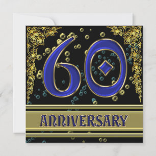 Black and Gold 60th Anniversary party Invitation