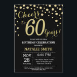 Black and Gold 60th Birthday Diamond Invitation<br><div class="desc">60th Birthday Invitation with Black and Gold Glitter Diamond Background. Gold Confetti. Adult Birthday. Male Men or Women Birthday. For further customisation,  please click the "Customise it" button and use our design tool to modify this template.</div>