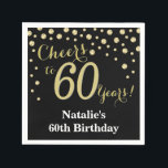 Black and Gold 60th Birthday Diamond Napkin<br><div class="desc">60th Birthday with Black and Gold Glitter Diamond Background. Gold Confetti. Adult Birthday. Male Men or Women Birthday. For further customisation,  please click the "Customise it" button and use our design tool to modify this template.</div>