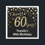 Black and Gold 60th Birthday Diamond Napkin<br><div class="desc">60th Birthday with Black and Gold Glitter Diamond Background. Gold Confetti. Adult Birthday. Male Men or Women Birthday. For further customisation,  please click the "Customise it" button and use our design tool to modify this template.</div>