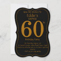 Black and Gold 60th Birthday Party Invitation