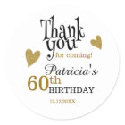 Black And Gold 60th Birthday Thank You Favour 