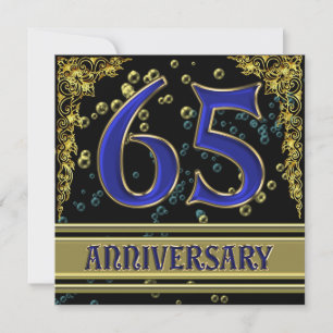 Black and Gold 65th Anniversary party Invitation