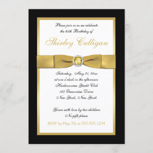 Black and Gold 65th Birthday Invitation