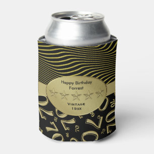 Black and Gold  70th Birthday Party Number Pattern Can Cooler