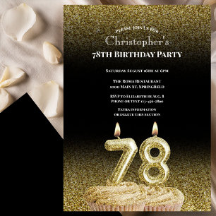 Black and Gold 78th Birthday Invitation For Him