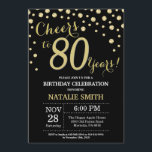 Black and Gold 80th Birthday Diamond Invitation<br><div class="desc">80th Birthday Invitation with Black and Gold Glitter Diamond Background. Gold Confetti. Adult Birthday. Male Men or Women Birthday. For further customisation,  please click the "Customise it" button and use our design tool to modify this template.</div>