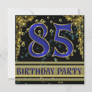 Black and Gold 85th Birthday party Invitation