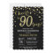 Black and Gold 90th Birthday Diamond Invitation